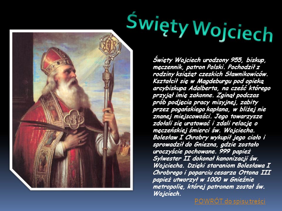 Święty Wojciech POWRÓT do spisu treści