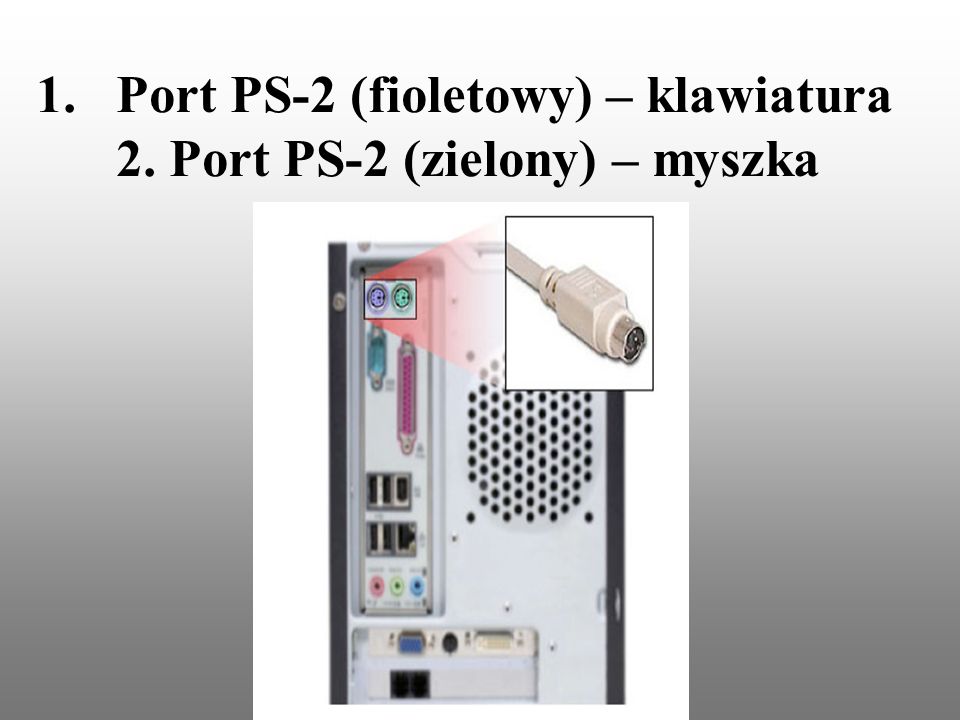 Port PS-2 (fioletowy) – klawiatura 2. Port PS-2 (zielony) – myszka