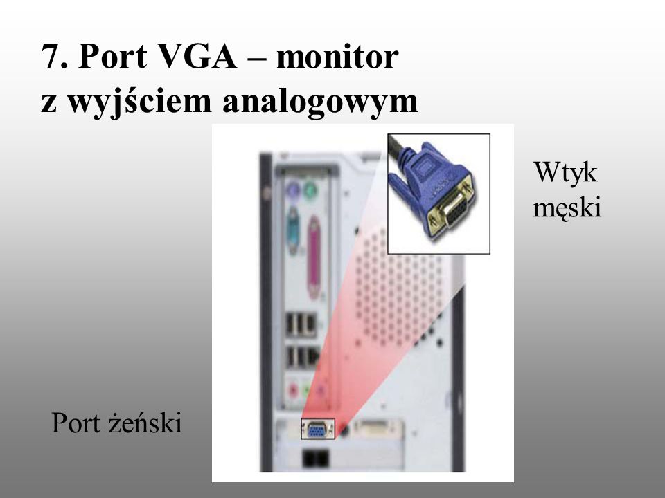 7. Port VGA – monitor z wyjściem analogowym