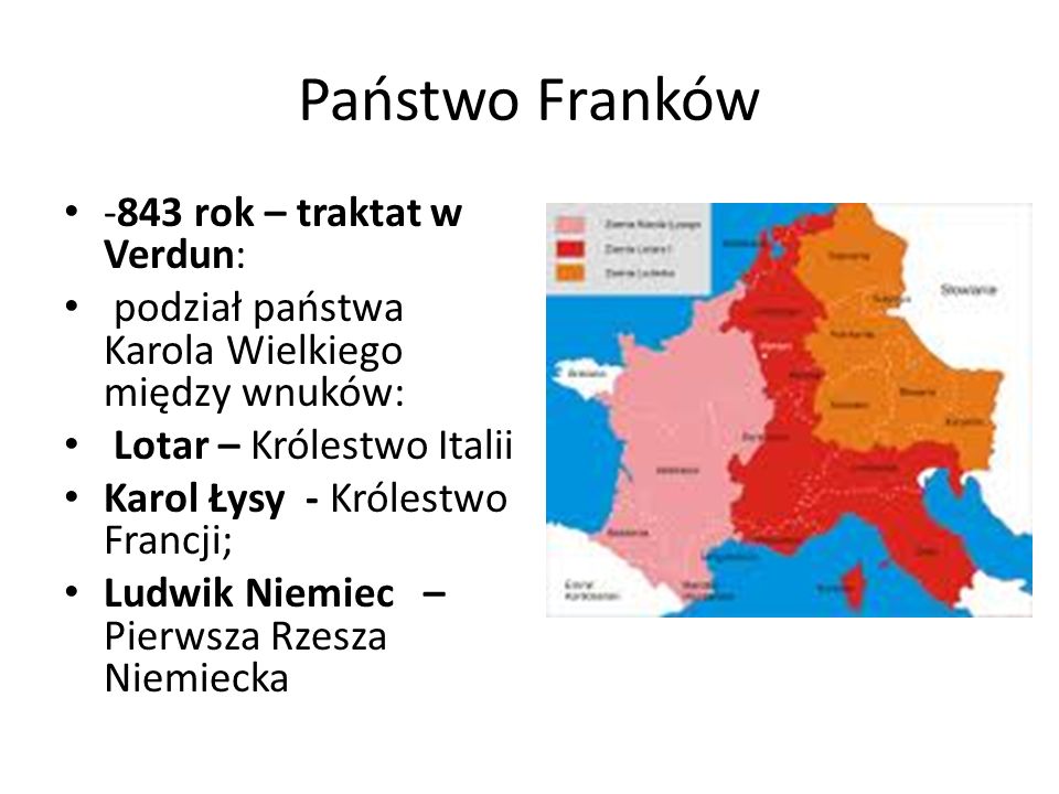 Państwo Franków -843 rok – traktat w Verdun:
