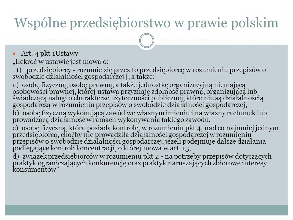 Wspólne przedsiębiorstwo w prawie polskim