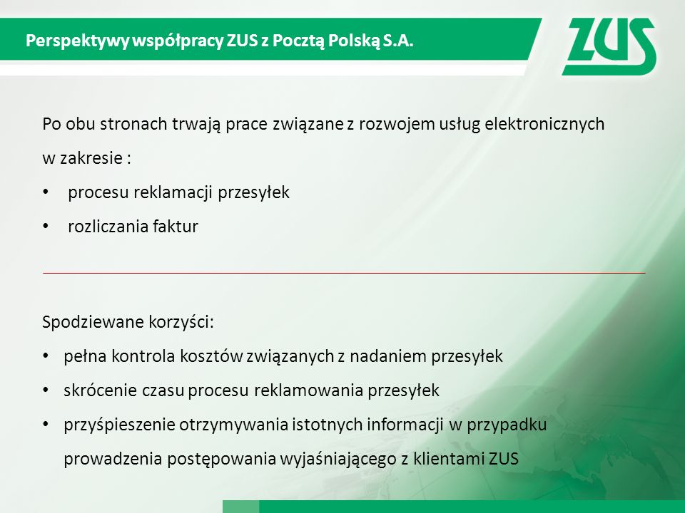 Perspektywy współpracy ZUS z Pocztą Polską S.A.