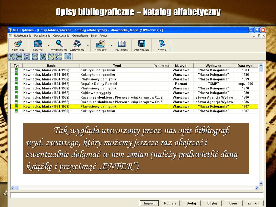 Opisy bibliograficzne – katalog alfabetyczny