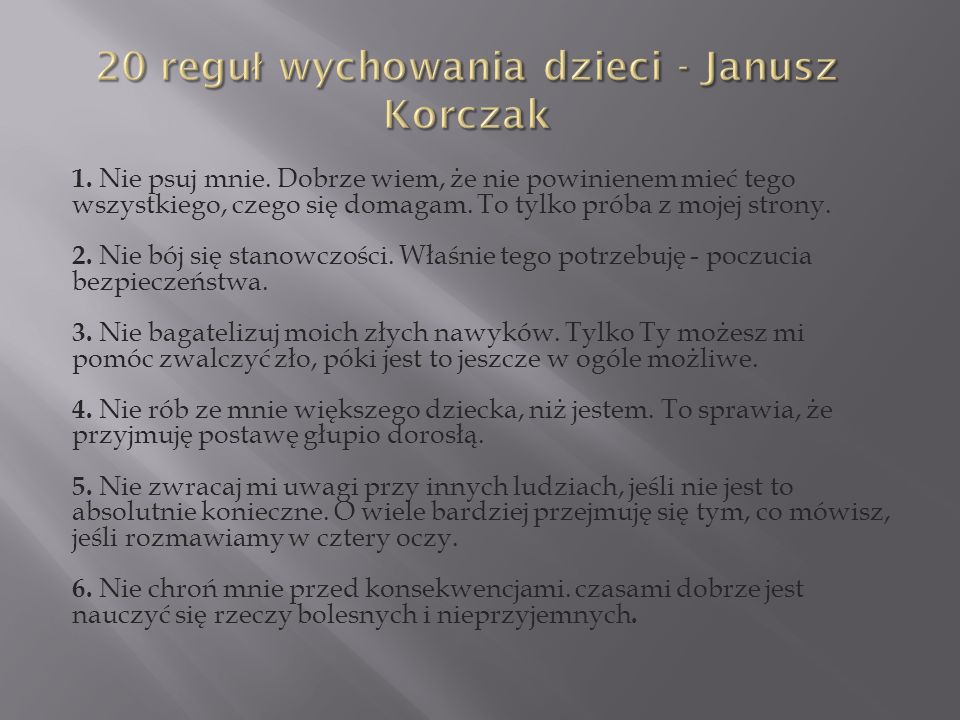 20 reguł wychowania dzieci - Janusz Korczak