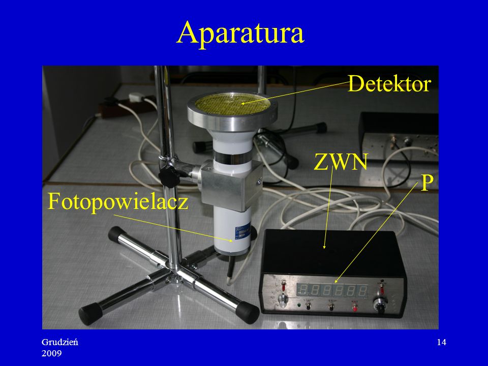 Aparatura Detektor ZWN P Fotopowielacz Grudzień 2009