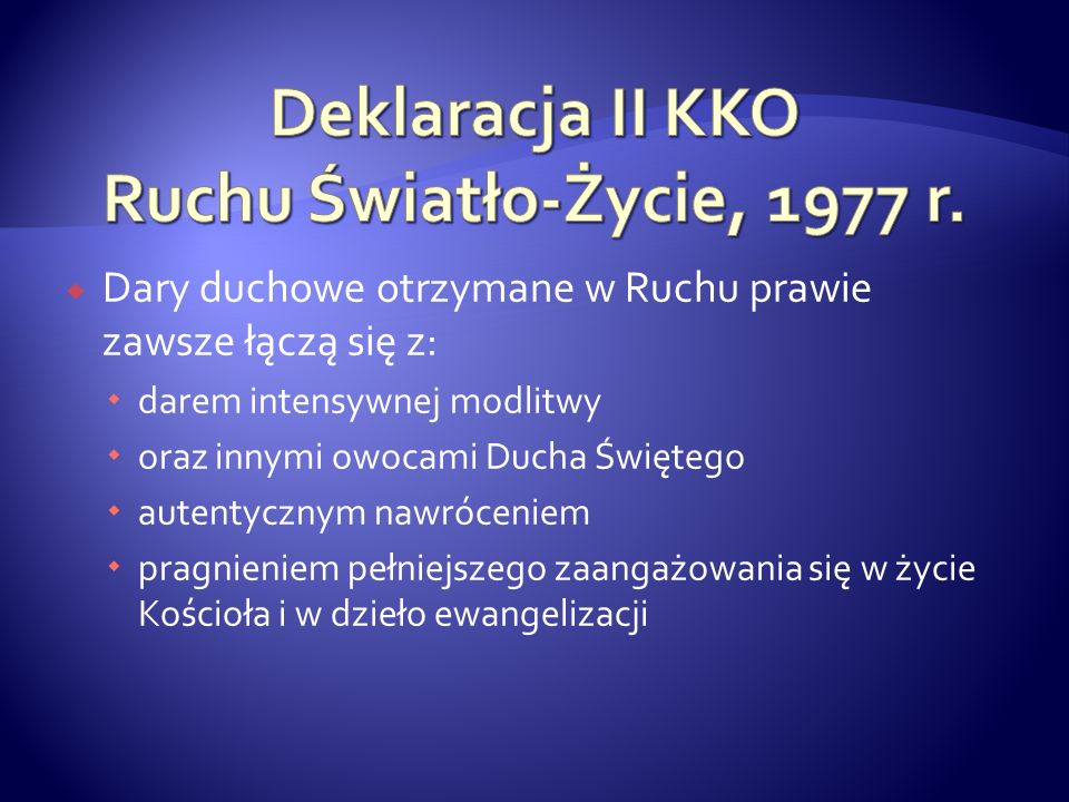 Deklaracja II KKO Ruchu Światło-Życie, 1977 r.