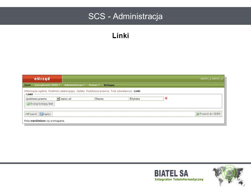 SCS - Administracja Linki