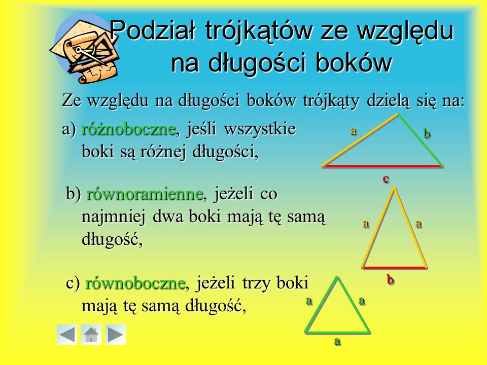 Podział trójkątów ze względu na długości boków
