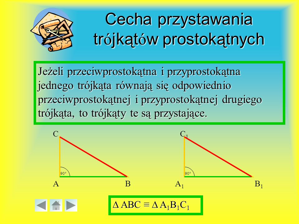 Cecha przystawania trójkątów prostokątnych