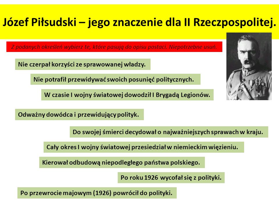 Józef Piłsudski – jego znaczenie dla II Rzeczpospolitej.
