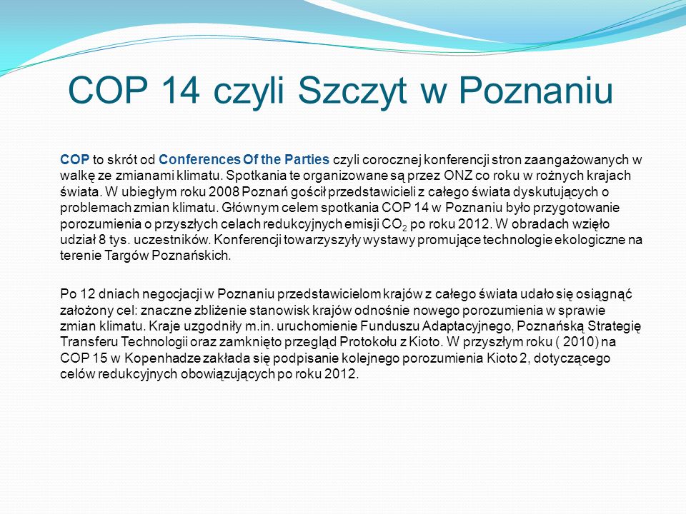 COP 14 czyli Szczyt w Poznaniu