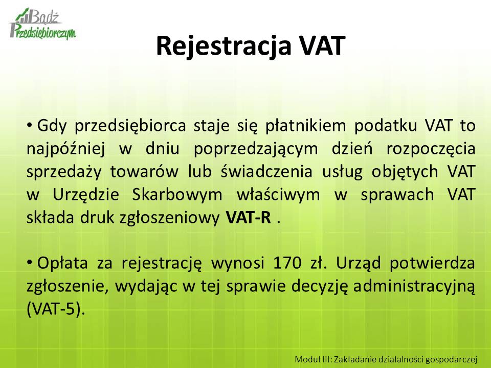 Rejestracja VAT