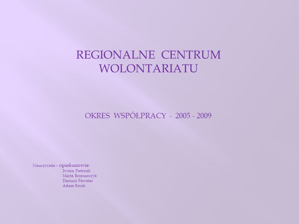 REGIONALNE CENTRUM WOLONTARIATU