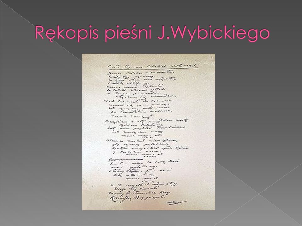 Rękopis pieśni J.Wybickiego