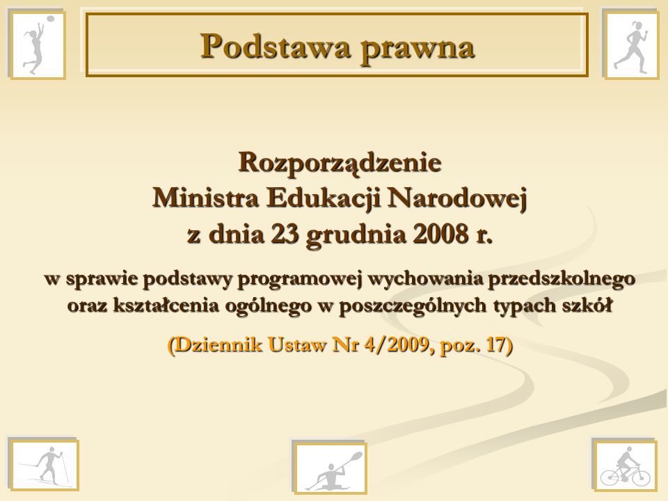 Podstawa prawna Rozporządzenie Ministra Edukacji Narodowej z dnia 23 grudnia 2008 r.