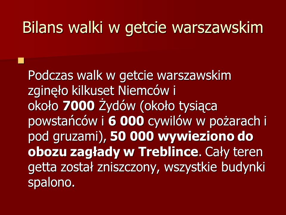 Bilans walki w getcie warszawskim