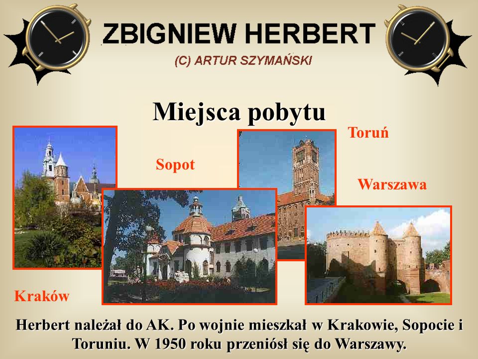 Miejsca pobytu Toruń Sopot Warszawa Kraków