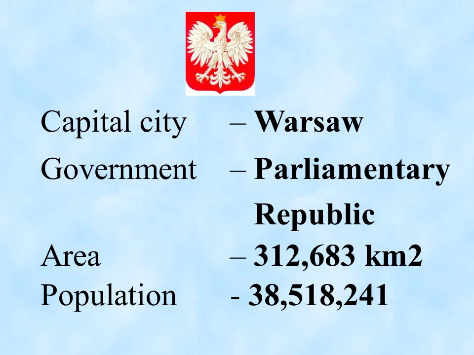 Capital city – Warsaw Government – Parliamentary.