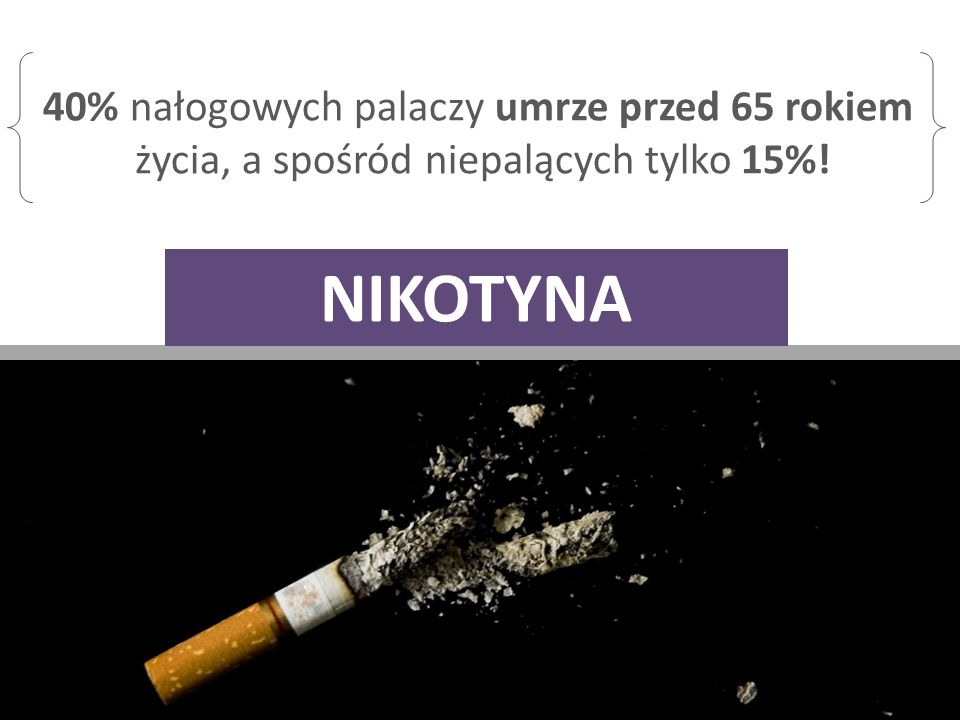 nikotyna 40% nałogowych palaczy umrze przed 65 rokiem