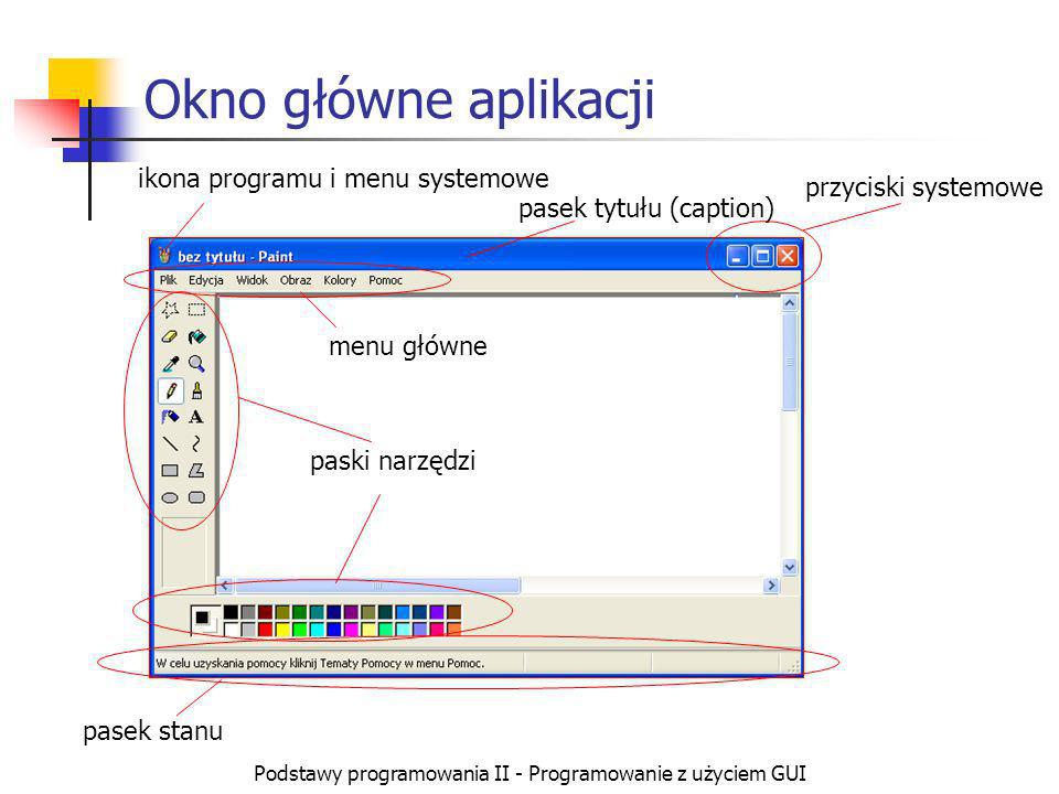 Okno główne aplikacji ikona programu i menu systemowe