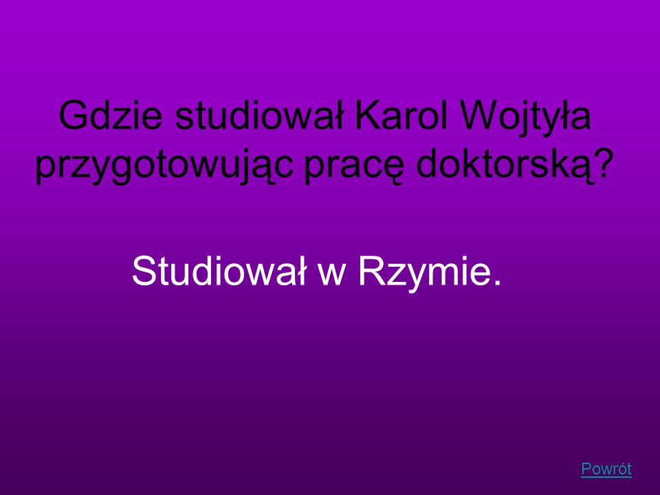 Gdzie studiował Karol Wojtyła przygotowując pracę doktorską