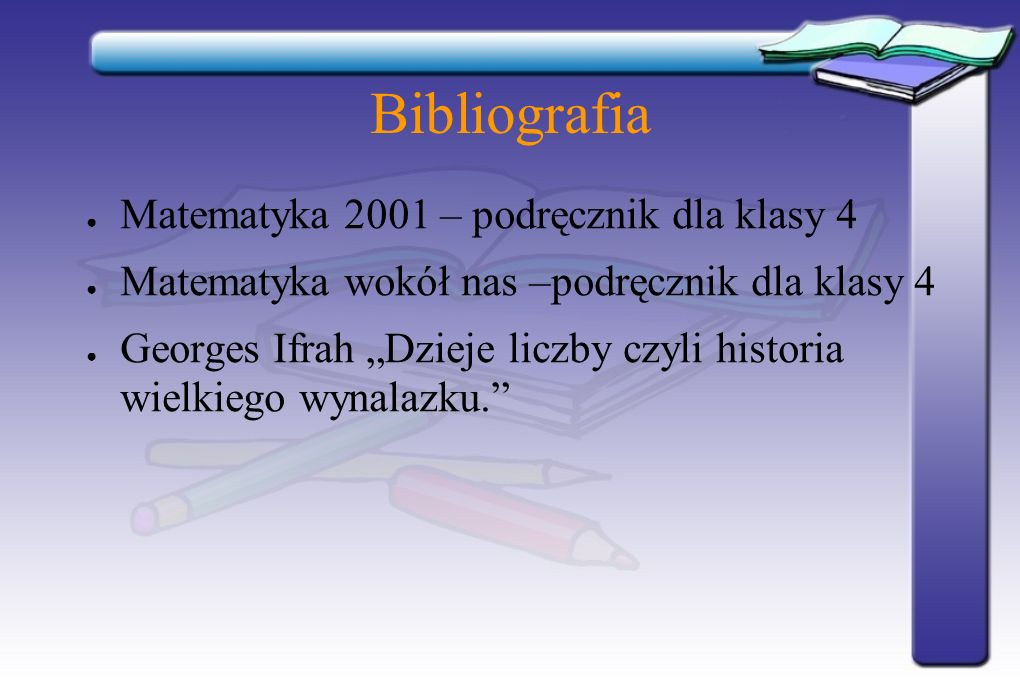 Bibliografia Matematyka 2001 – podręcznik dla klasy 4