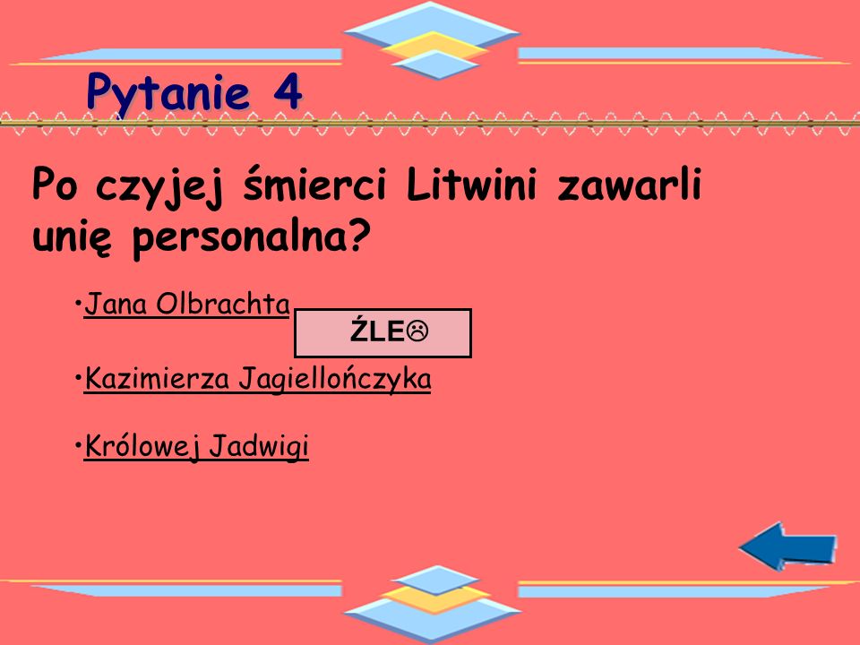 Pytanie 4 Po czyjej śmierci Litwini zawarli unię personalna