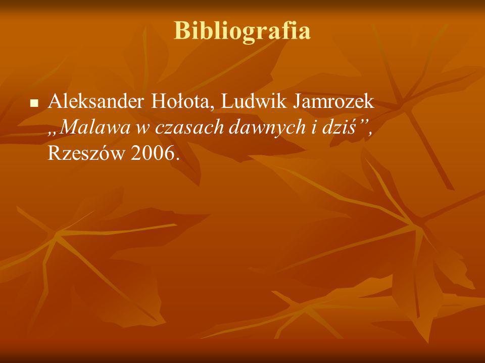Bibliografia Aleksander Hołota, Ludwik Jamrozek „Malawa w czasach dawnych i dziś , Rzeszów 2006.
