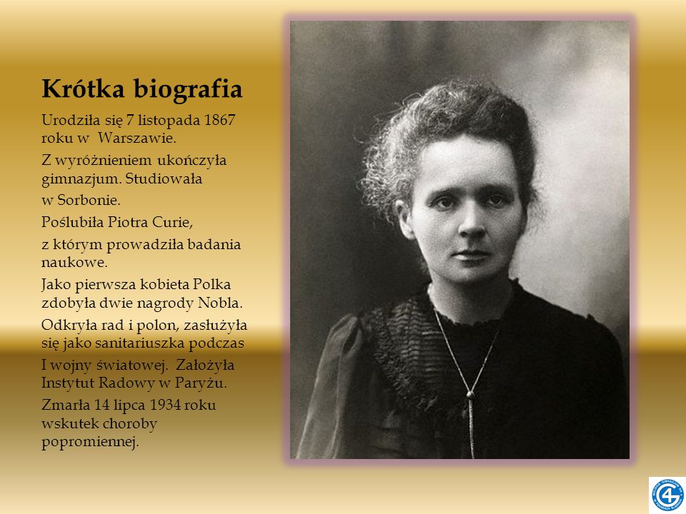 Krótka biografia Urodziła się 7 listopada 1867 roku w Warszawie.