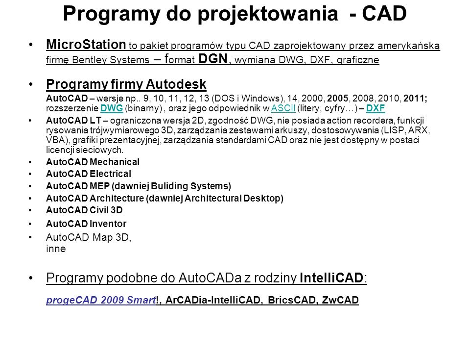 Programy do projektowania - CAD