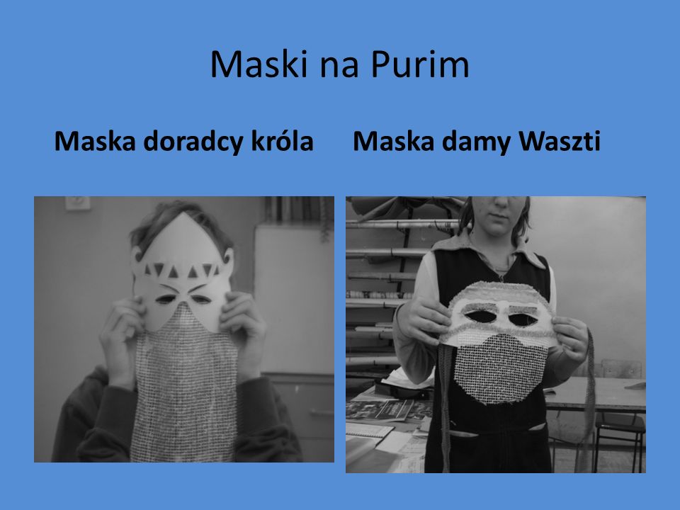 Maski na Purim Maska doradcy króla Maska damy Waszti