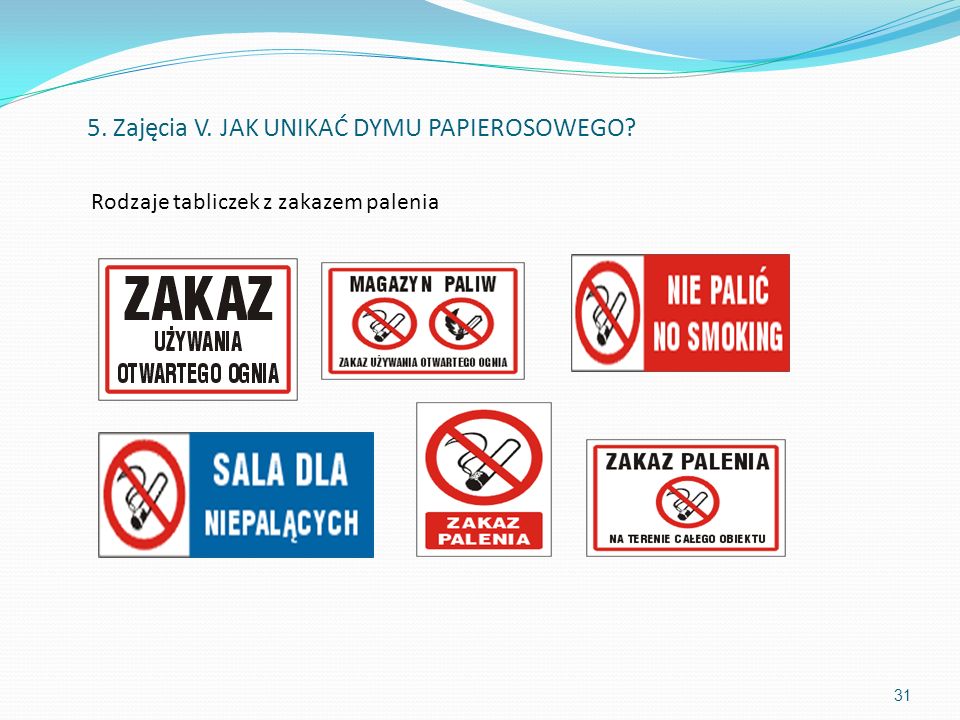 Rodzaje tabliczek z zakazem palenia