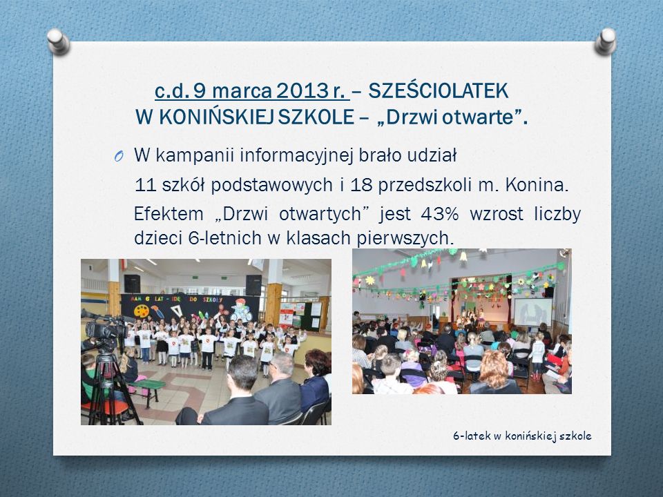 c.d. 9 marca 2013 r. – SZEŚCIOLATEK W KONIŃSKIEJ SZKOLE – „Drzwi otwarte .