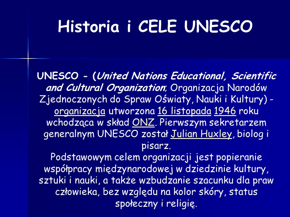 Historia i CELE UNESCO