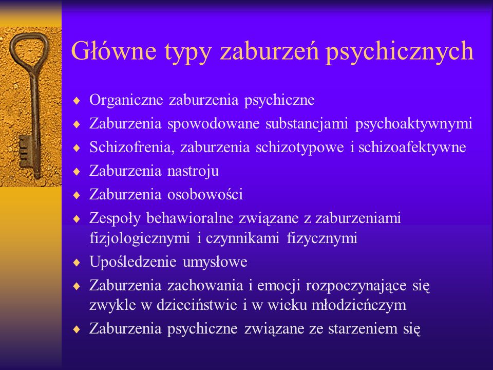 Główne typy zaburzeń psychicznych