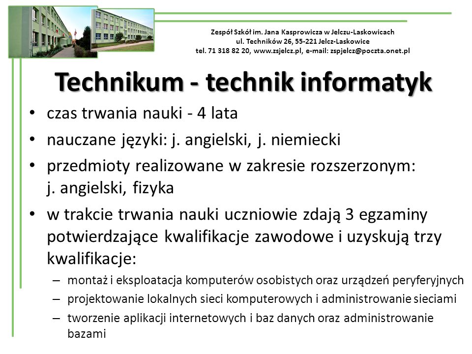 Technikum - technik informatyk