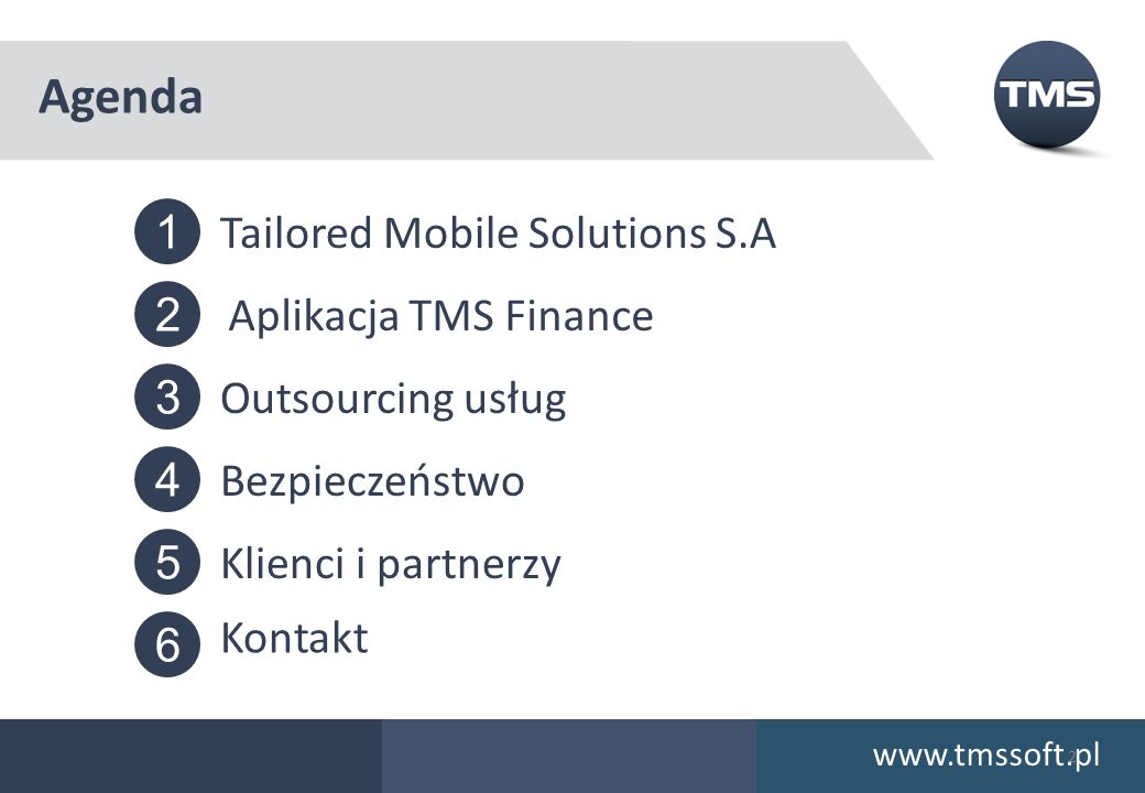 Agenda 1 Tailored Mobile Solutions S.A 2 Aplikacja TMS Finance 3