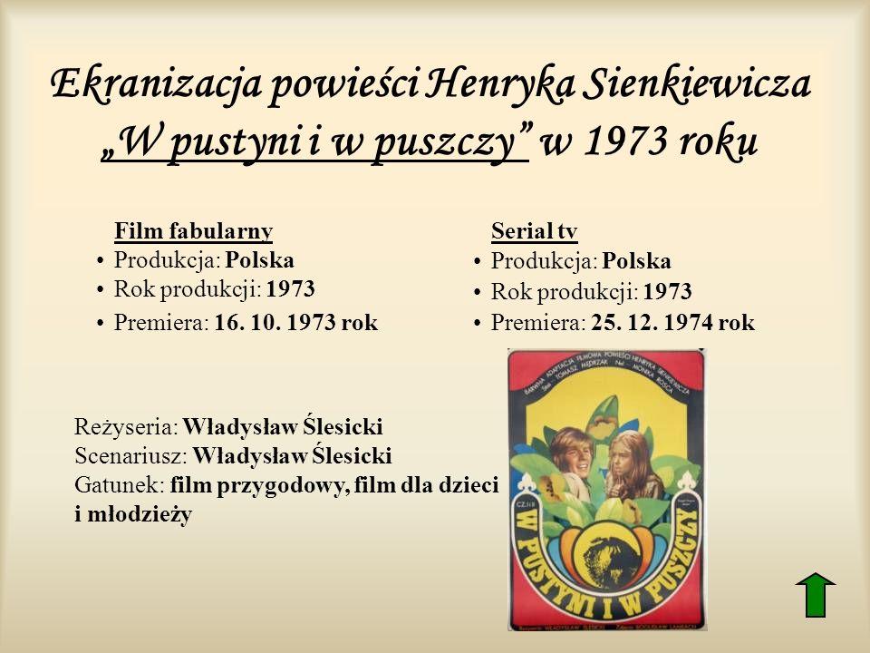 Ekranizacja powieści Henryka Sienkiewicza „W pustyni i w puszczy w 1973 roku