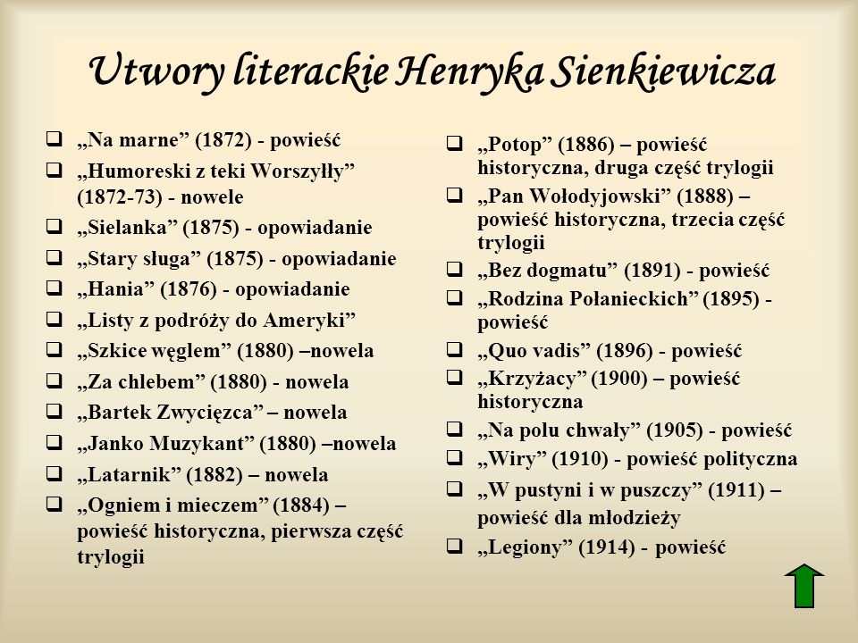 Utwory literackie Henryka Sienkiewicza