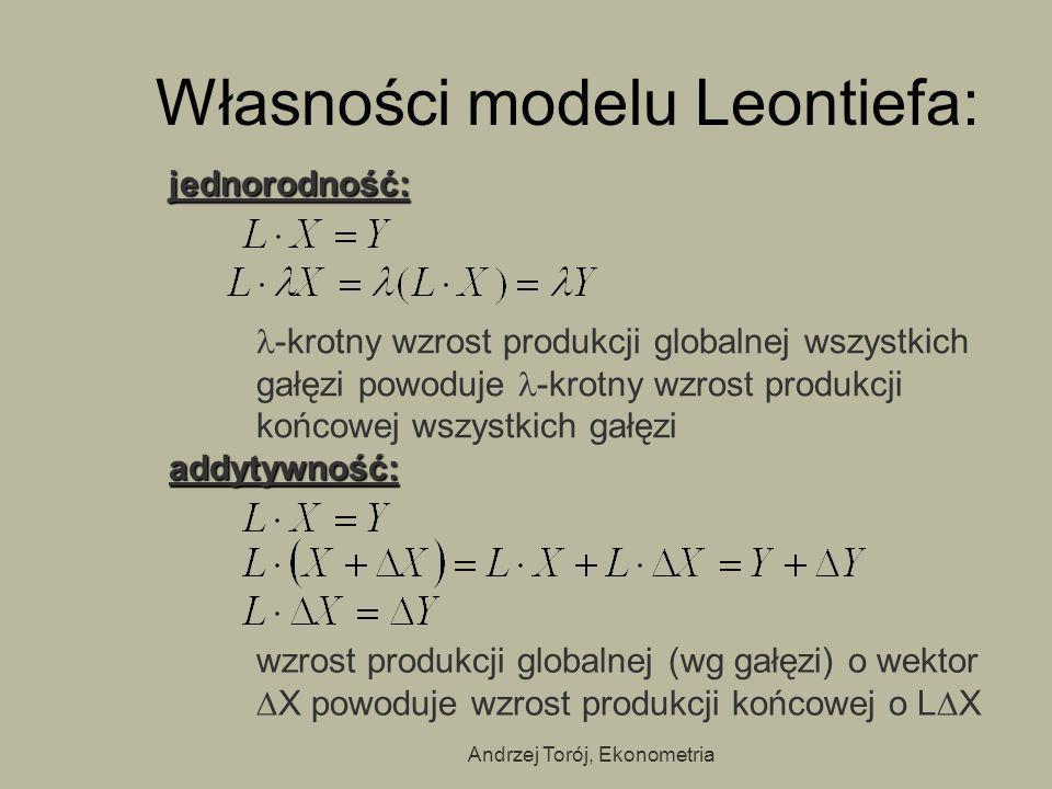 Własności modelu Leontiefa: