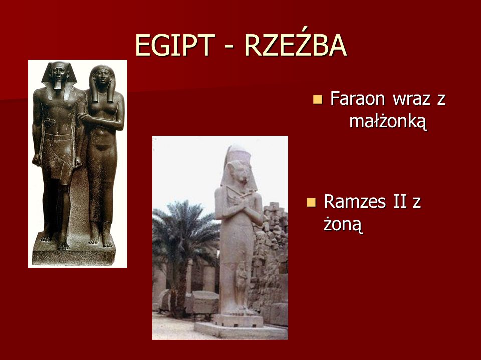 EGIPT - RZEŹBA Faraon wraz z małżonką Ramzes II z żoną