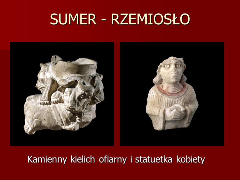 Kamienny kielich ofiarny i statuetka kobiety