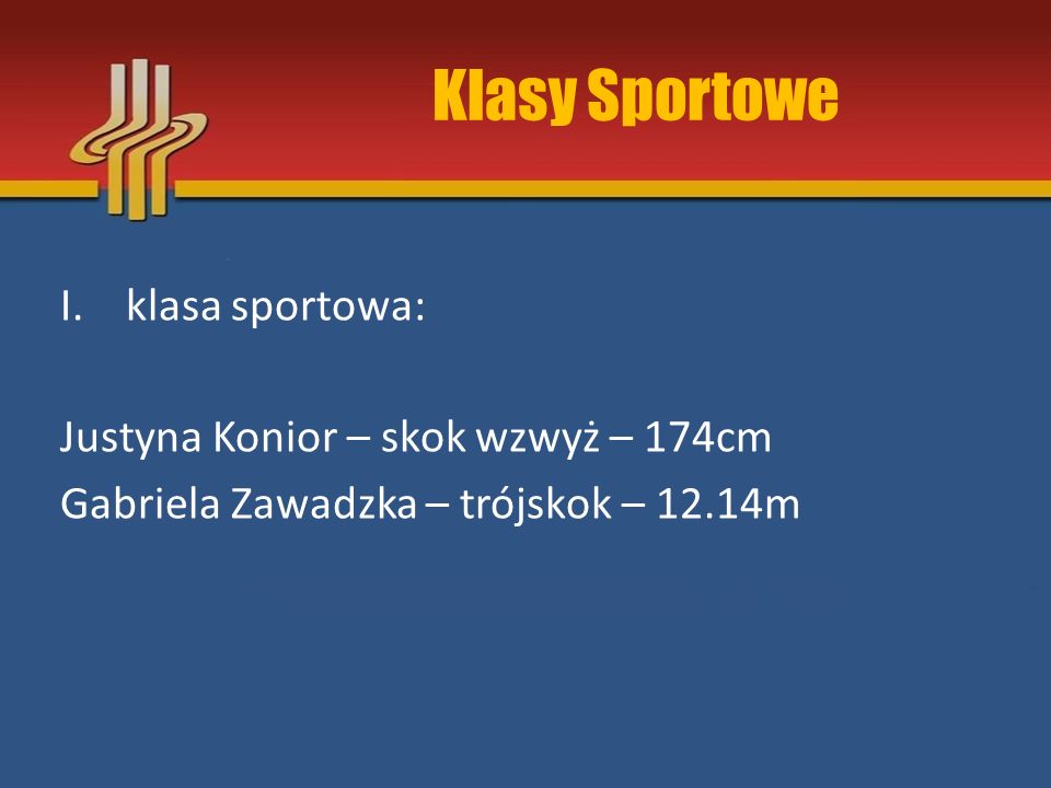 Klasy Sportowe klasa sportowa: Justyna Konior – skok wzwyż – 174cm