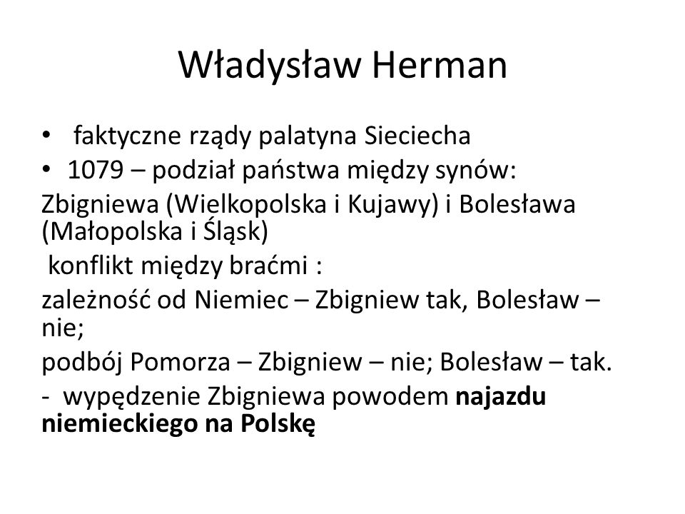 Władysław Herman faktyczne rządy palatyna Sieciecha