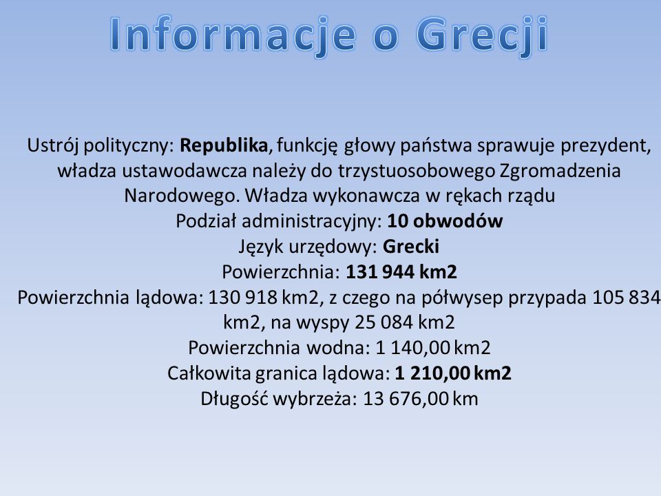 Informacje o Grecji