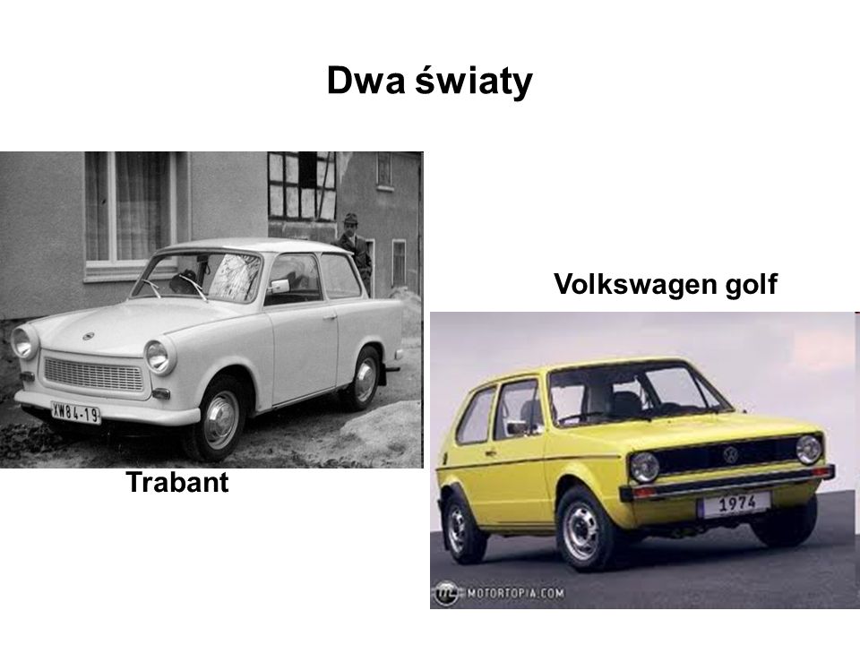 Dwa światy Volkswagen golf Trabant