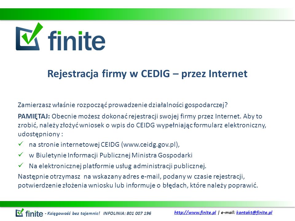 Rejestracja firmy w CEDIG – przez Internet