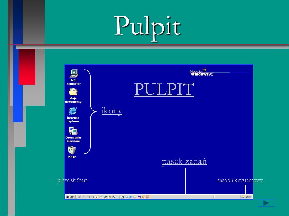 Pulpit PULPIT ikony pasek zadań przycisk Start zasobnik systemowy