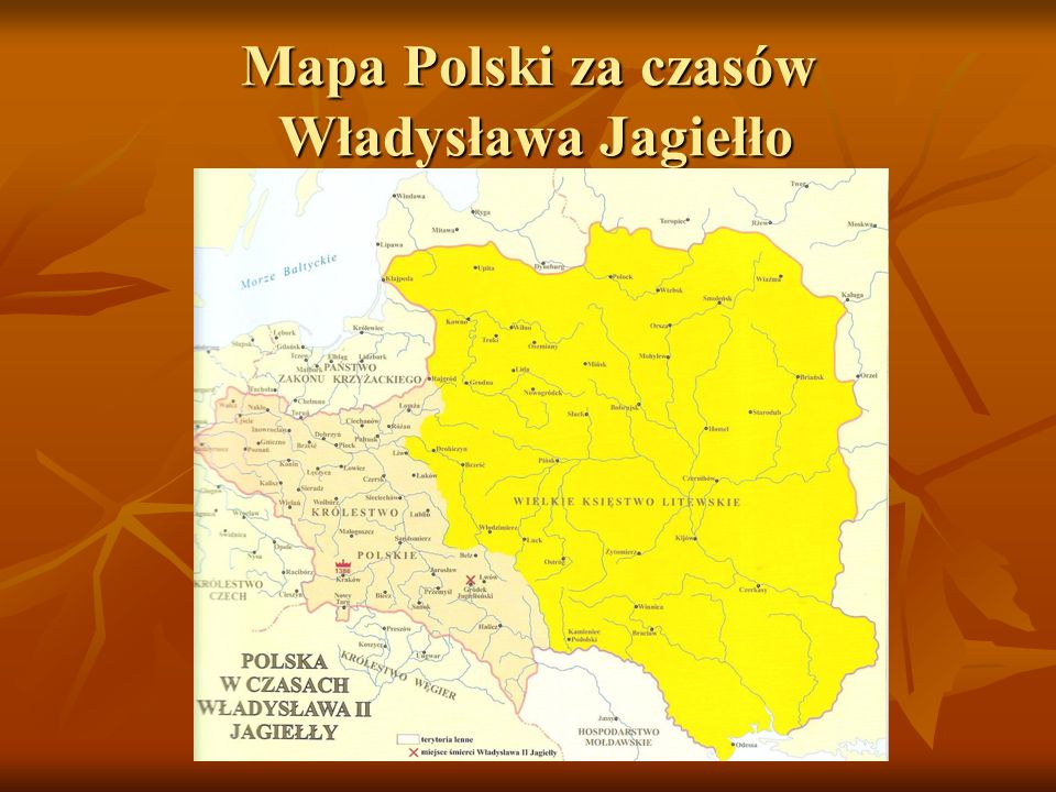 Mapa Polski za czasów Władysława Jagiełło
