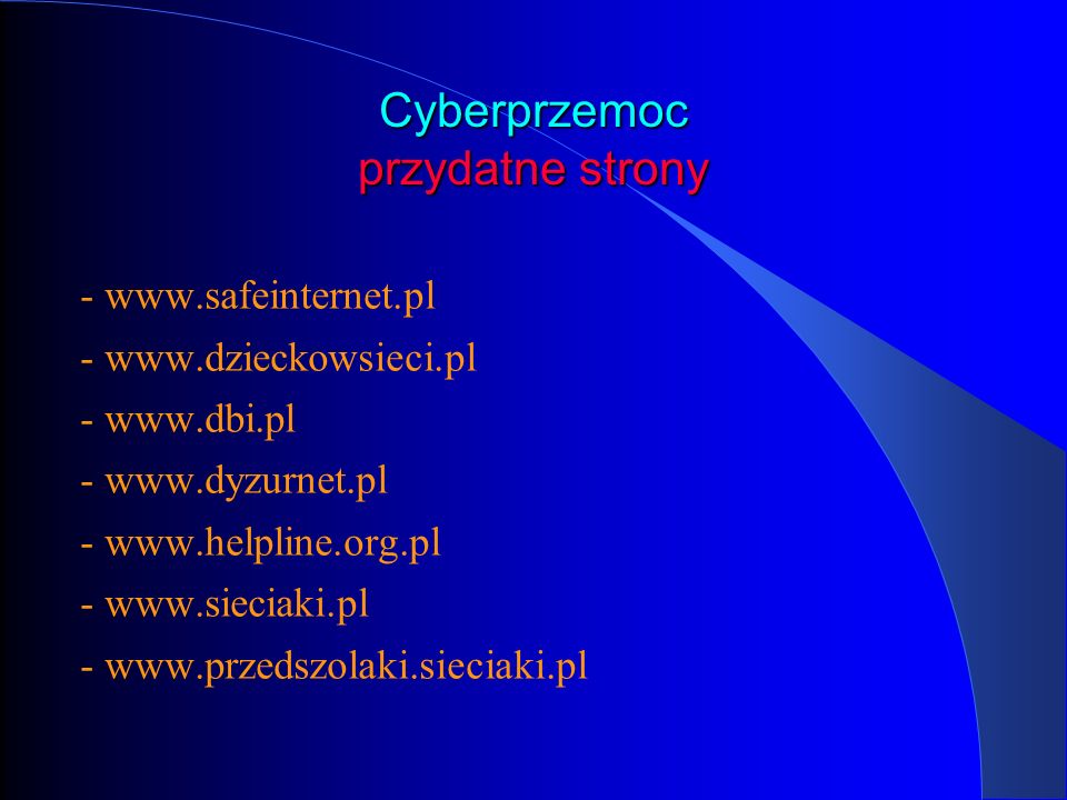 Cyberprzemoc przydatne strony